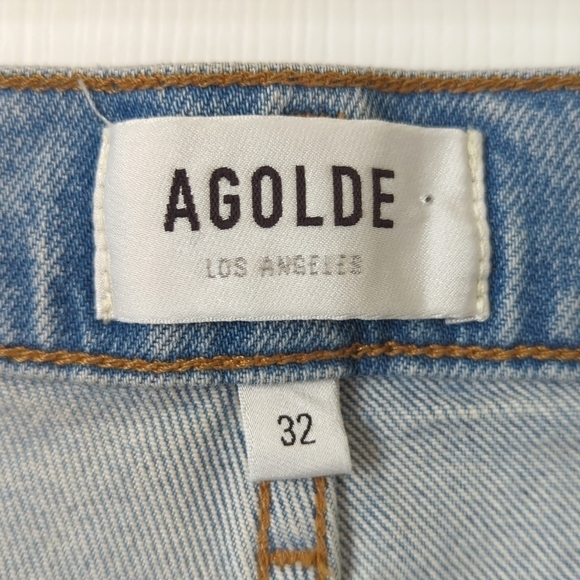 Agolde Riley Bitter High Rise Straight Leg Cropped Button Fly Jeans 32 - Picture 8 of 16